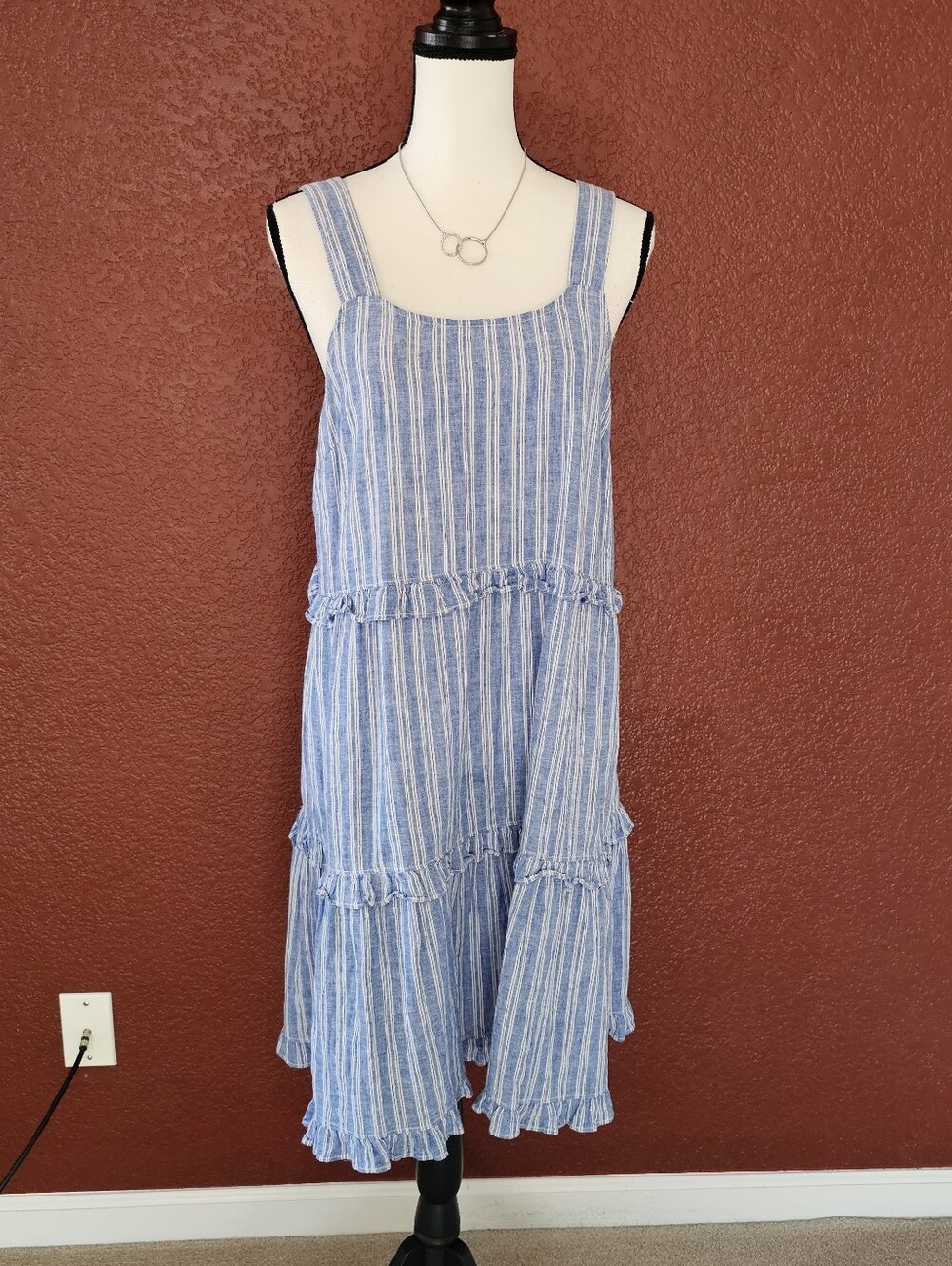 beachlunchlounge Blue and White Striped Dress